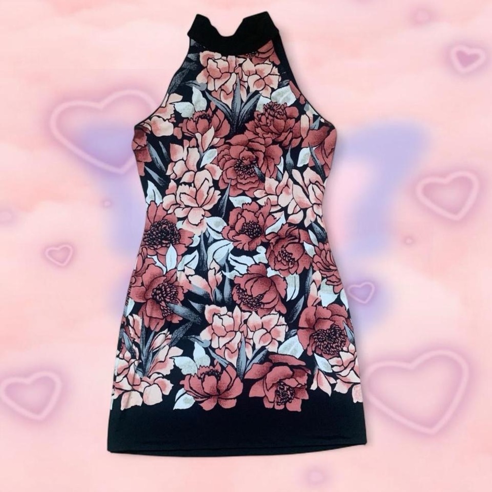 White House Black Market Pink Floral Halter Mini Dress